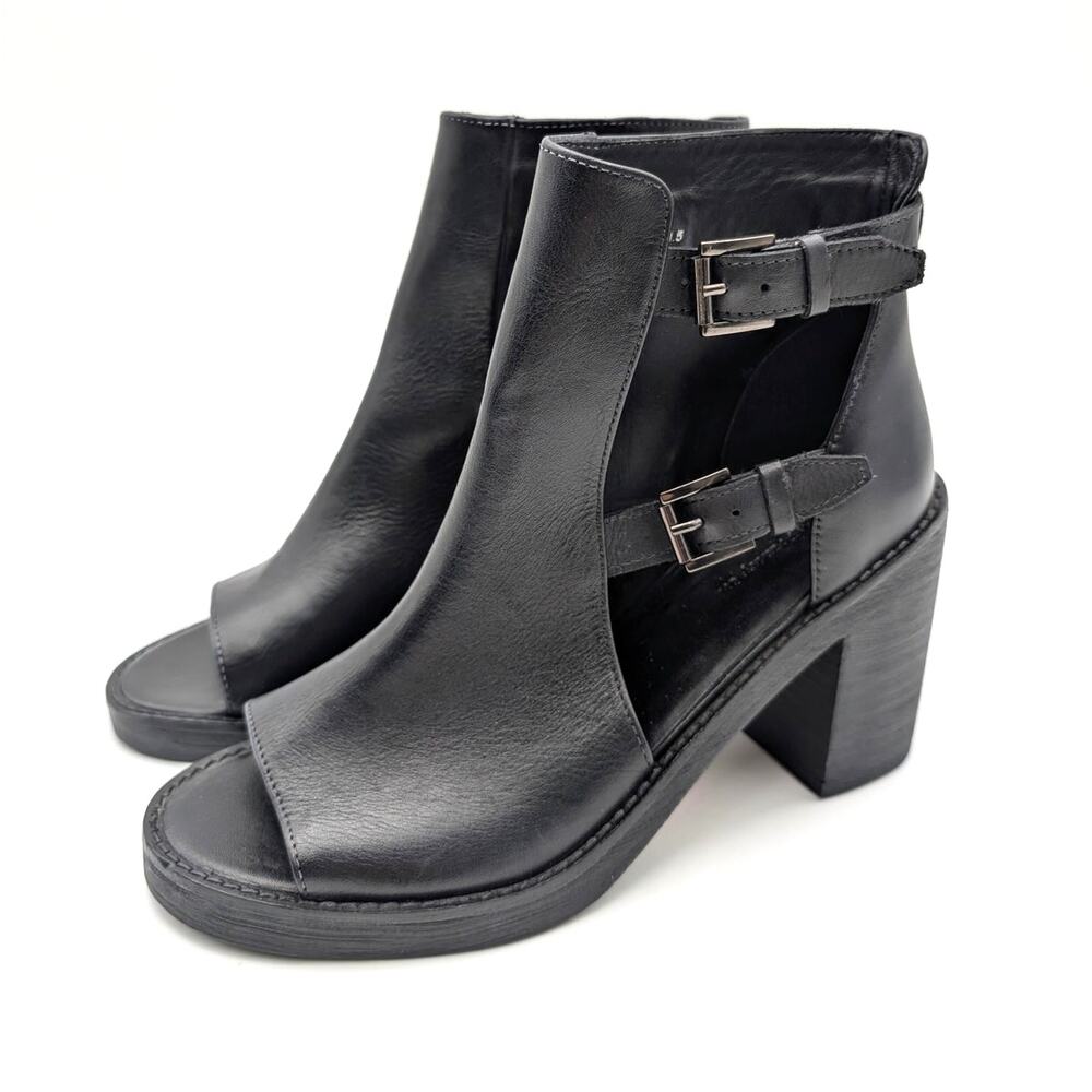 Vintage Foundry Co. Laverne Peep Toe Heel Bootie Women's Black Size US8/8.5 EU39